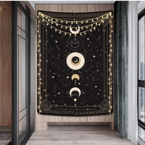 Constellation Moon Phase Solar System Planet Galaxy Retro Art Tapestry Wall Art - Picture 3 of 8